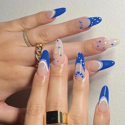 24Pcs Long Coffin Press On False Fake Nails Beauty Art Designs Glue Ballerina - Picture 16 of 18