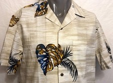 RJC Monstera Leaves Woodie Car Yellow Hawaiian Shirt Size Medium Aloha Tropical