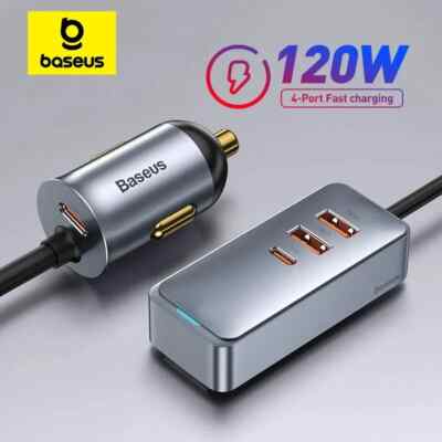 120W 4 Ports PD Car Charger Quick Charger QC 3.0 PD 3.0 Type-C USB Charger