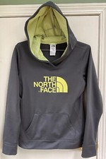 The North Face Hoodie Womens M Gray Pullover Sweatshirt Neon Spellout Logo