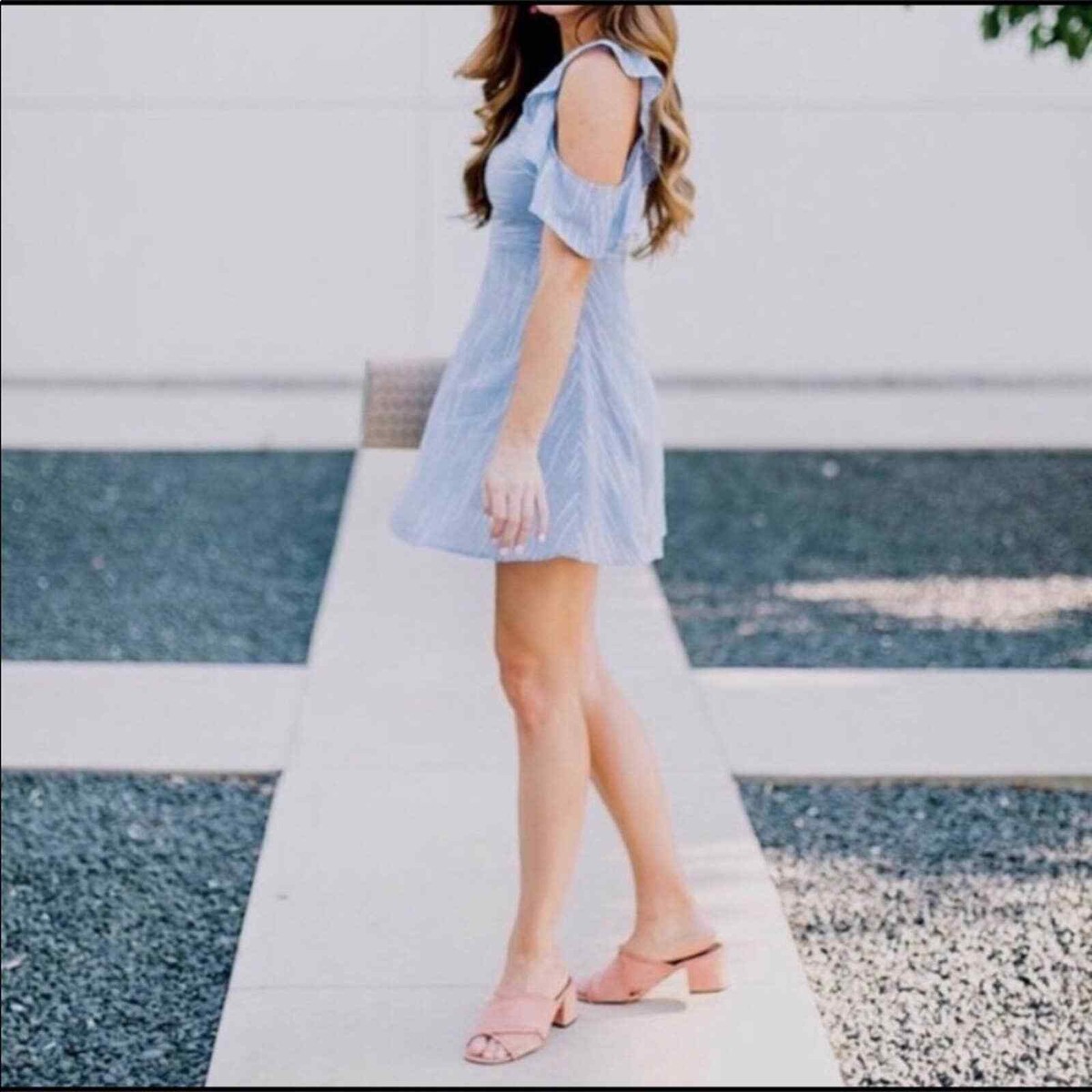 womens blue seersucker dress Zennia Flower Dress main image 0