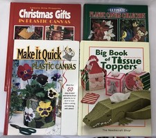 Plastic Canvas Pattern Books Lot/4 Tissue Toppers Christmas Gifts Make It Quick