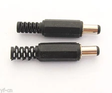 10pcs 2.5x5.5mm 2.5mm DC Power Male Plug Soldering Connector Black Plastic Cover