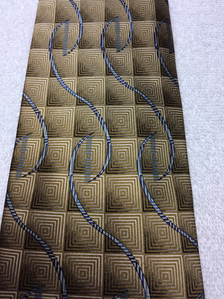 Gravata masculina Steven Land marrom e flexível com cinza e preto nova sem etiquetas 4 x 61 - Imagem 3 de 4