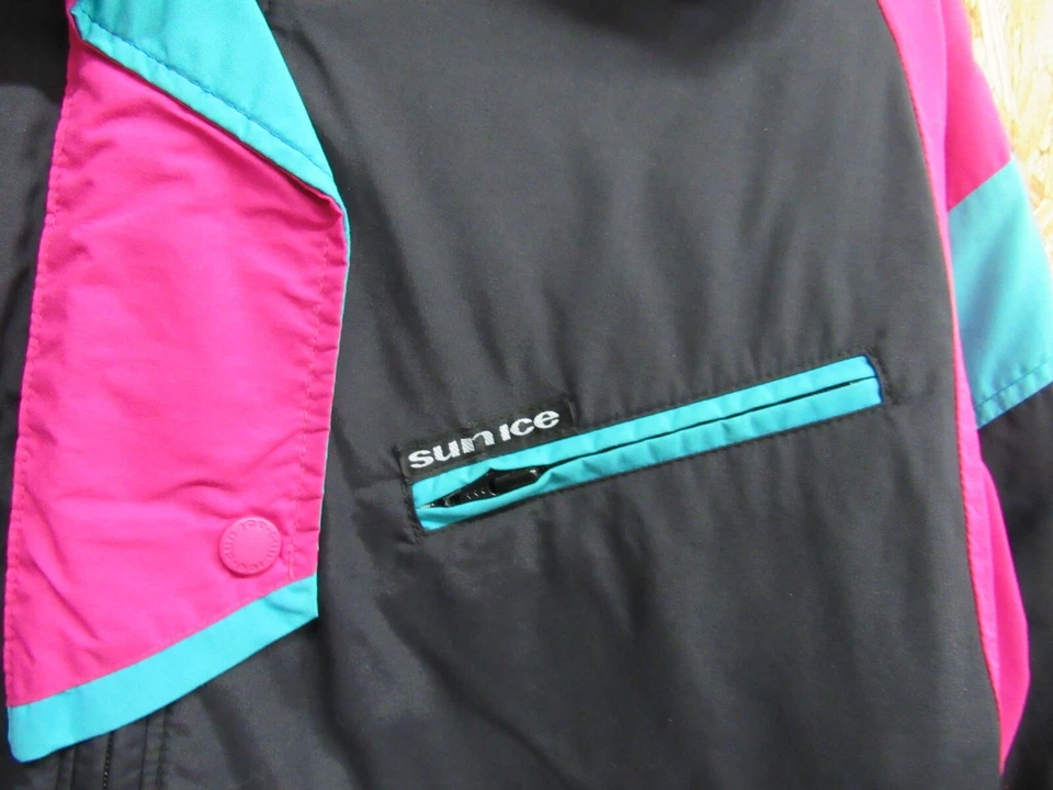 Abrigo Vintage Sun Ice Ultrex Thermore Bloque de Color Rosa Azul Para Mujer Talla 12 #2204 Foto 2 de 4