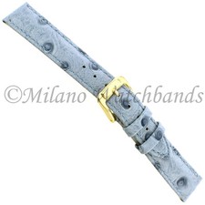 16mm Speidel Powder Blue Ostrich Grain Leather Unisex Band 1021 830 SHORT BOGO 