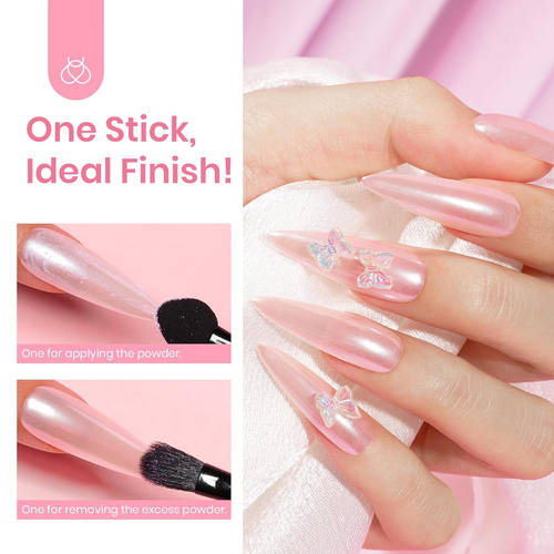 Beetles Gel Polish White Chrome Nail Powder for Gel Nails, Pearl Nail Powder Mir - Picture 5 of 12