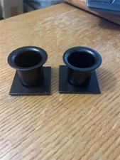 Metal Square Black Candle Taper Holder Set of TWO