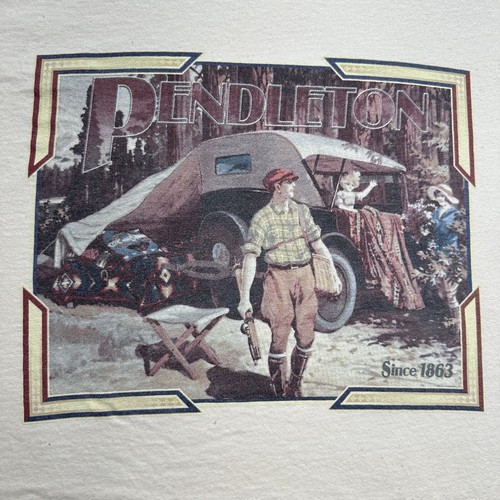 Pendleton T-Shirt Medium Ivory Off-White Mens Short Sleeve Vintage - Picture 2 of 8