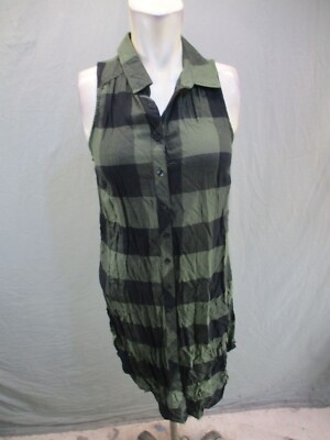 NWT RUE21 Size S Womens Multicolor Button Up Collared Sleeveless Shirt Dress 718