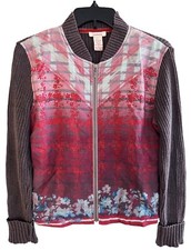 Sundance Rare Silk Southwest Floral Sweater Sleeve Bomber Jacket Women’s M