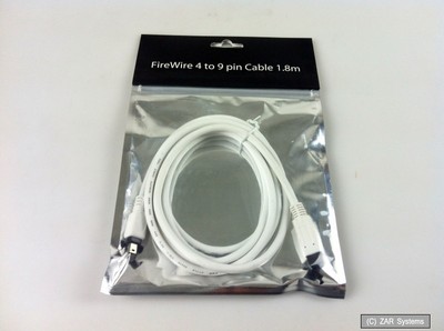 eSTUFF ES2085 FireWire 4-pin to 9-pin Cable Lead, 1.8m, White/White 180cm, NEW