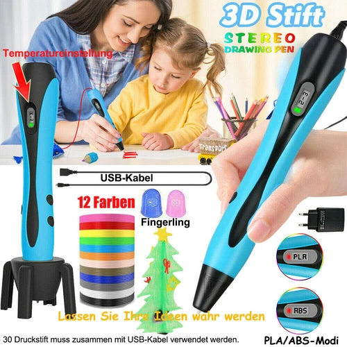 3D Stifte Set 3D Druck Stift mit 12Farben 120ft PLA Filament 3D Pen DIY Kinder