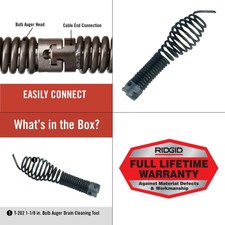 RIDGID T-202 Bulb Auger 62995 1-1/8 In 