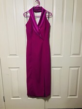 PACO Pink Halter Long Formal Dress Gown Slit Womens Size 12