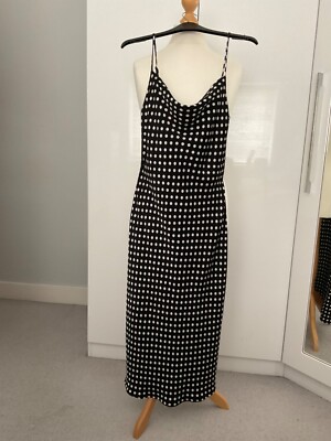 Zara Black White Spot Maxi Dress Size XS