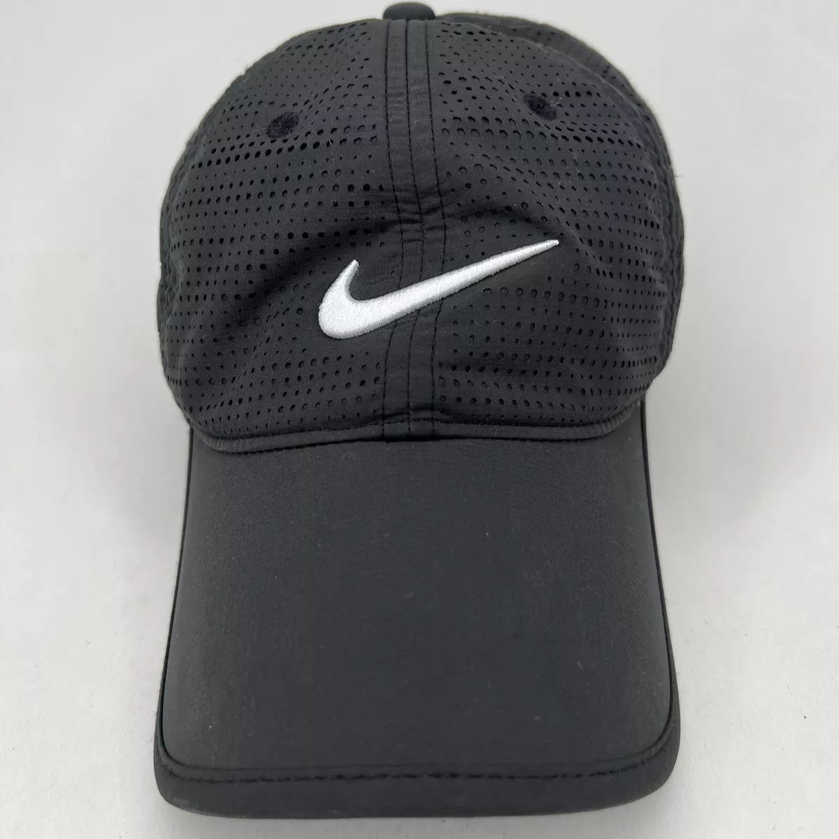 Nike Golf Hat Womens Mesh Hook And Loop Adjustable Gray Strap Cap