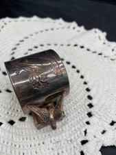 Antique Meridan Silverplate Napkin Ring 148 Eagle Bird Engraved Flowers