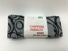 Rozetti Chiffon Ribbon Francesca 250-13 Grey Black Knit Scarf 33 yds Polyester