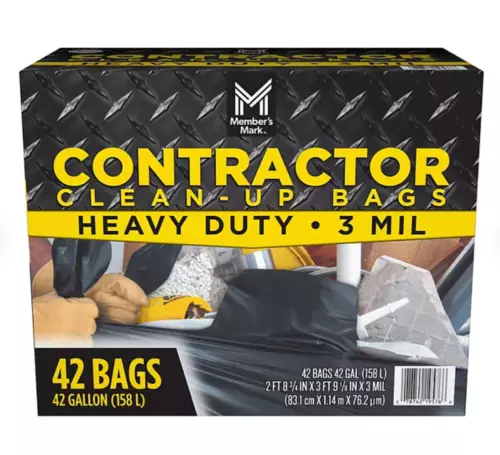 Members Mark 42-Gallon Contractor Clean Up Trash Bags Tough Tear-Resistant 42 Ct