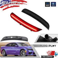 For 2015-2023 Dodge Charger Left & Right Rear Red LED Side Marker Lights Smoked