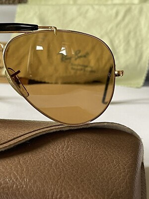 RAY-BAN FLASH B&L U.S.A 58-14 W1663 VXAS BROWN B15 AVIATOR VINTAGE