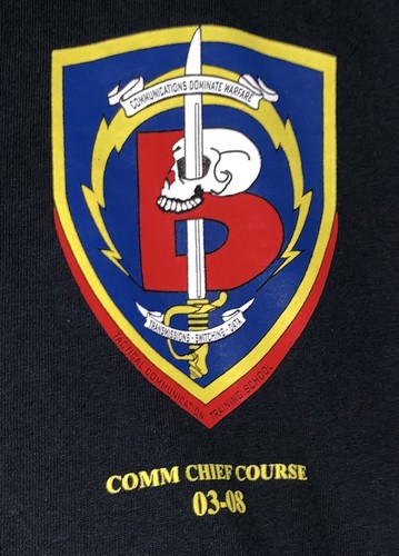 Camiseta USMC Marine Corps Comm Chief Course 03-2008 Bravo Company Unit 2XL Negra - Imagen 2 de 3