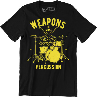 Weapons Of Mass Percussion - Funny Mens T-shirt Retro Drum Drummer Joke Music
