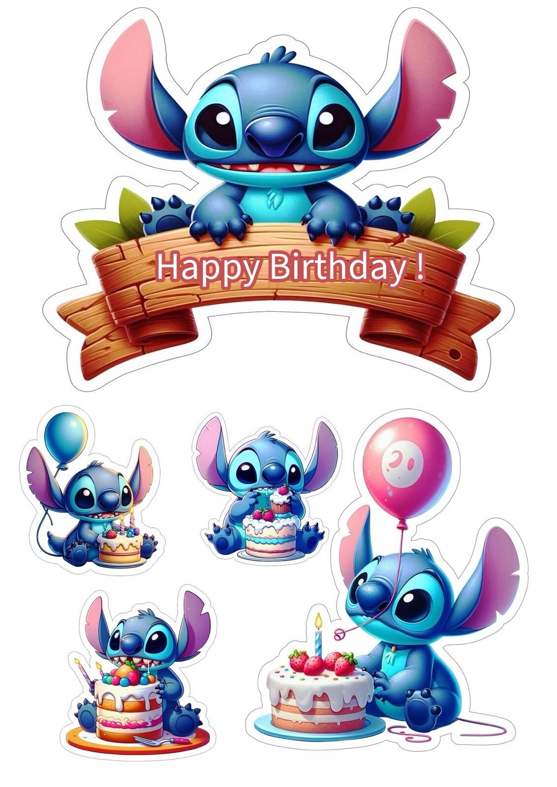 Stitch Edible Icing Sheet Cake Topper Birthday Personalised / A4