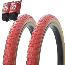1PAIR Bicycle Bike Tires  Tubes 20" x 2.125" Red/Gum Side Wall BMX COMP3