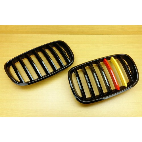 For BMW E71 X6/ E70 X5 SUV G TYPE + GLOSSY BLACK FRONT HOOD GRILLE GRILL KIDNEY - Picture 5 of 6