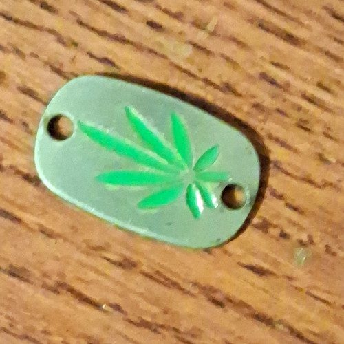 Green Enamel Oval Leaf Charm Pendant Connector Plate, 2 Holes, Nature