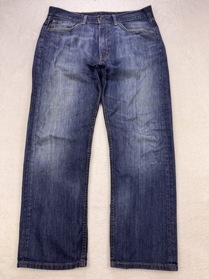 Levis 505 Jeans Men 36x30 Blue Regular Fit Straight Distress Denim