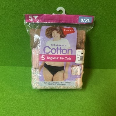 Hanes Cool Comfort Cotton Womens Hi-Cut Panties 5 pack Multi Colored Size 8 XL