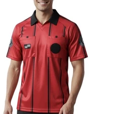 Official Sports Soccer Referee Jersey Red & Black Short Sleeve Mens Sz S