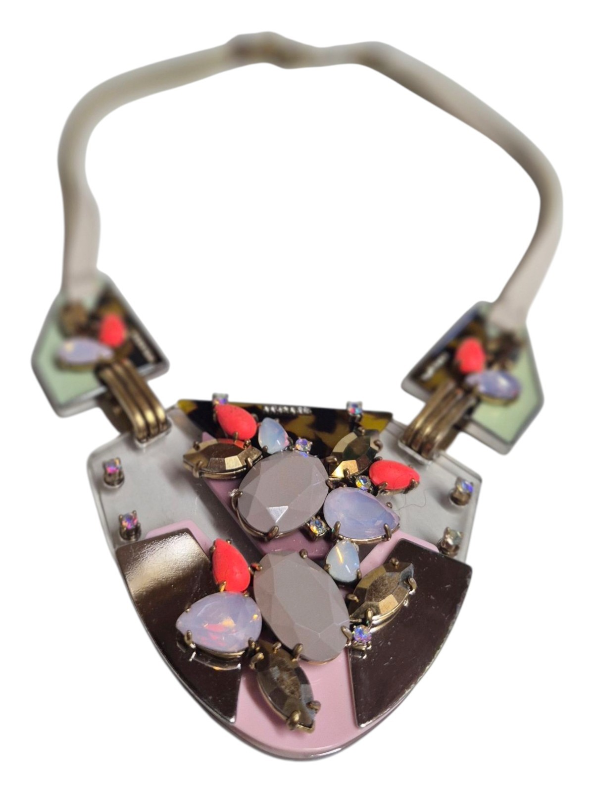 J.Crew Techtonic Statement Necklace Tortoise Grey… - image 6