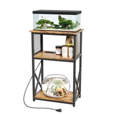 10 Gallon Fish Tank Stand with Power Outlet, 3 Tier Aquarium Stand with Shelf...