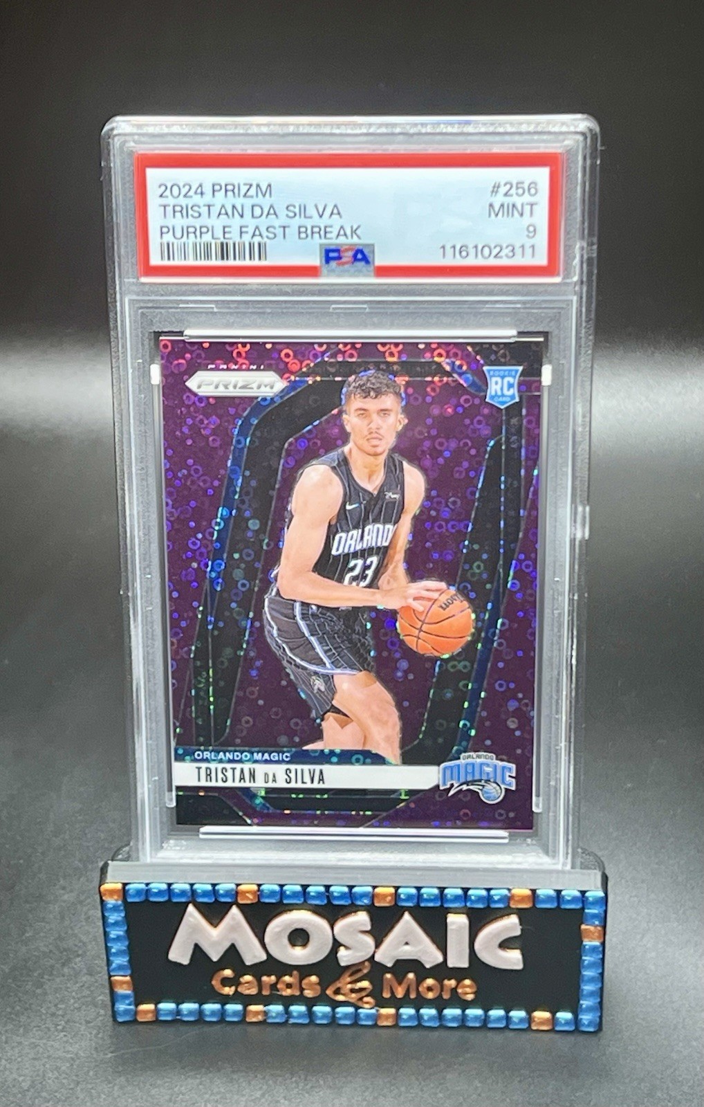 2024 Prizm Purple Fast Break #256 TRISTAN DA SILVA Rookie RC SP/75 PSA 9 Mint
