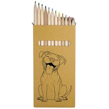 12 x 'Happy Pit Bull Terrier' Long Colour Pencils (PE00076063)