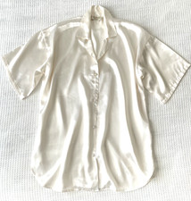 Vtg Victorias Secret Gold Label Nightgown Size M /L Silky Satin Pajamas Ivory