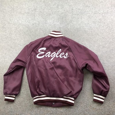 Vintage ASW Jackets Jacket Youth Medium Red Satin Varsity Eagles Embroidered