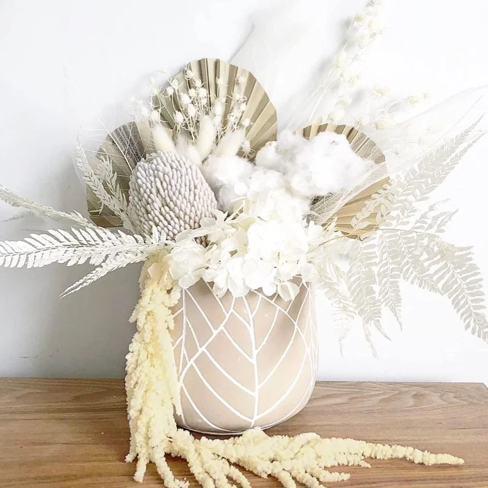 Flores colgantes de vid de glicinia 5 piezas blanco crema seco preservado decoración de boda Foto 4 de 4