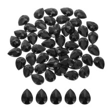 50PCS Flat Back Acrylic Teardrop Gems 18x25mm Artificial Rhinestones Black