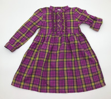 Carter's girls purlpe  green plaid ruffle long sleeves dress size 5