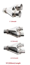 Single/Dual Y-pipe Exhaust Pipe Adapter T201 Connector  10" Length 2.25"/2.5"/3"