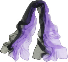 Long Chiffon Sheer Scarf Gradient Shaded Colors Lightweight Scarf For Womens
