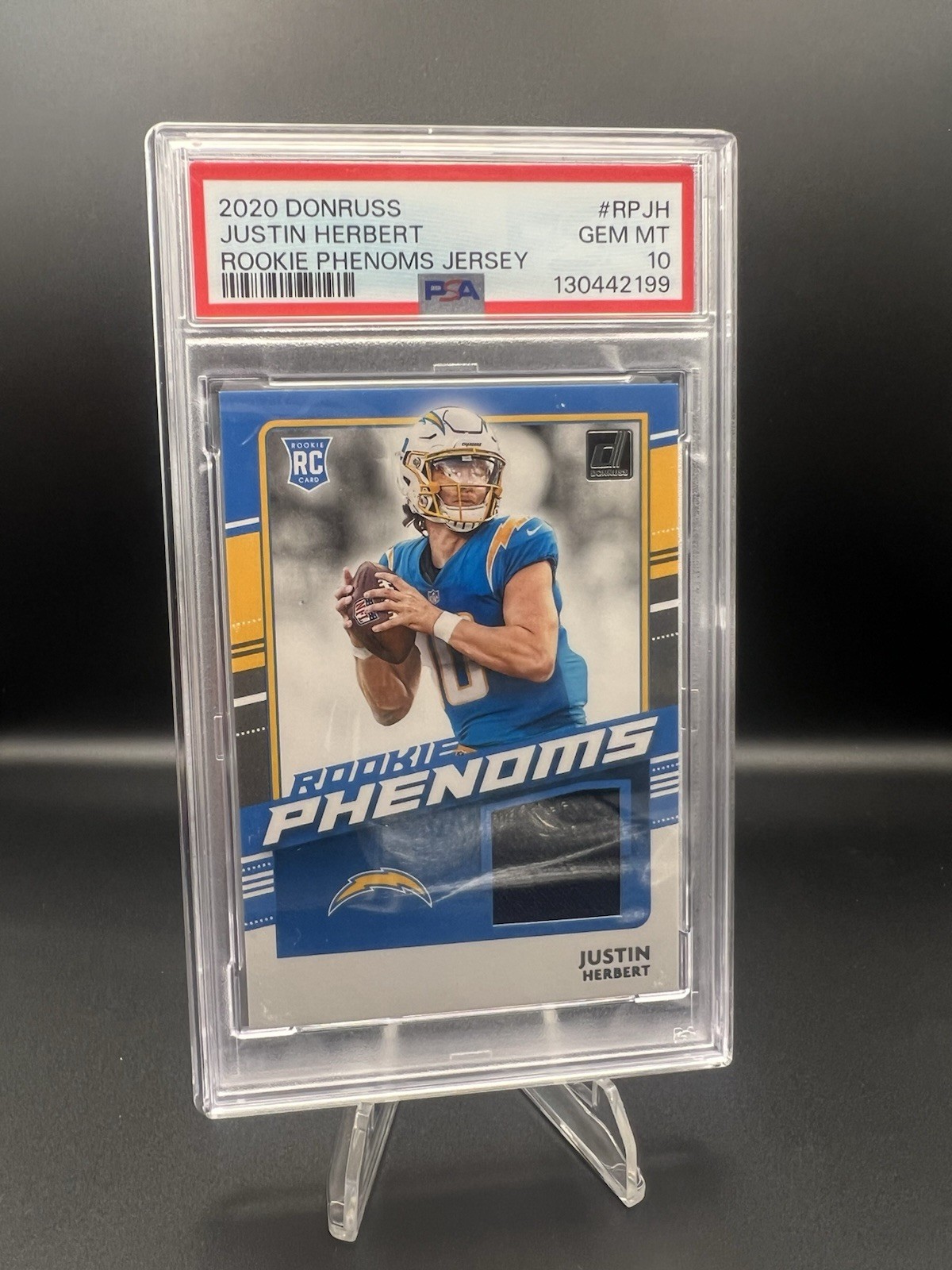 2020 Panini Donruss Justin Herbert RC Rookie Phenoms Jerseys RP-JH PSA 10