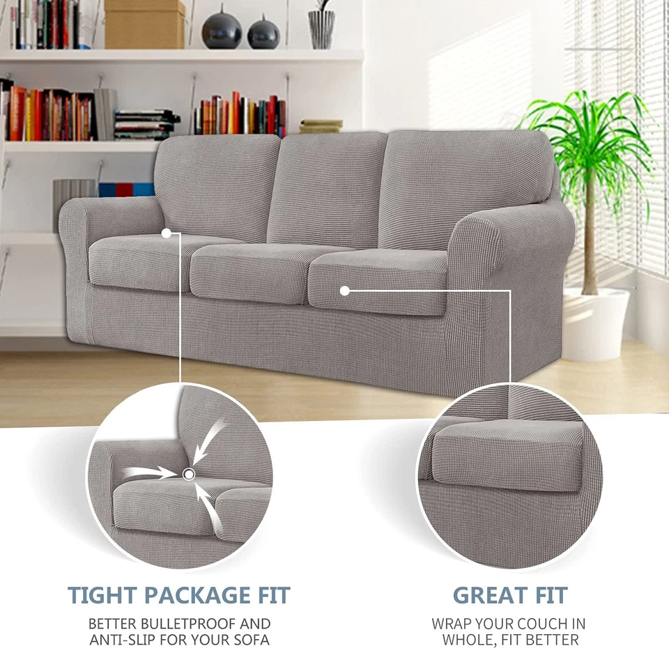 Fundas de sofá elásticas de 7 piezas para 1 funda base 3 fundas de sofá de cojín y 3 respaldos... Foto 2 de 4