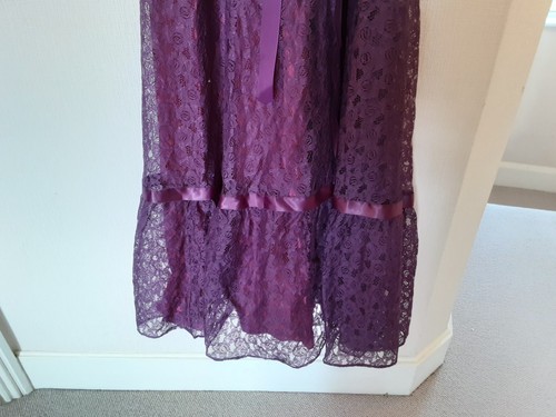 Ladies Vintage C&A 36" Purple Long Party Dress Steampunk Gothic Evening Prom - Picture 6 of 17