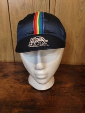 Vintage Moss Brown Cycling Cap Gore-Tex Rainbow Stripe Bike Hat USA